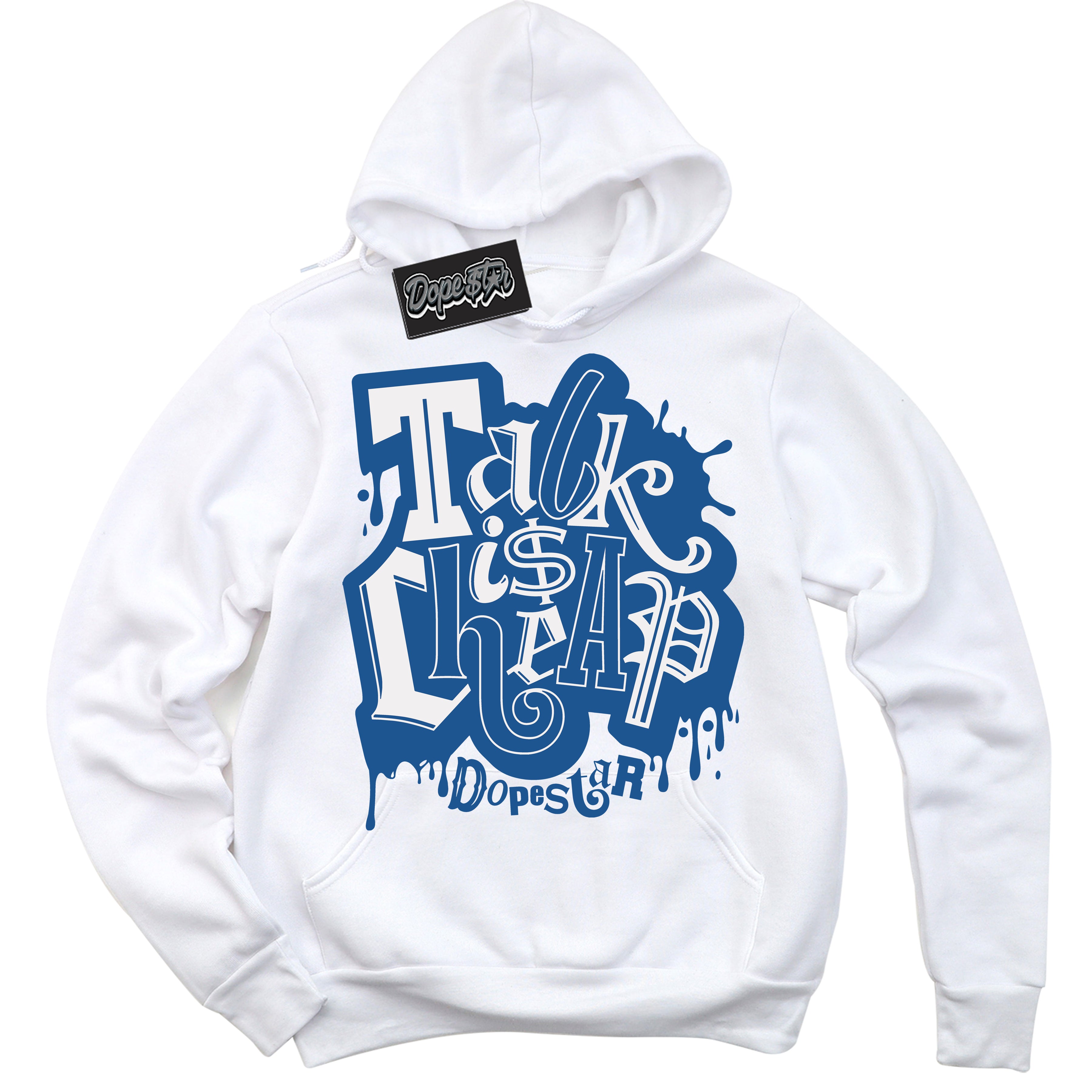 Cool White Hoodie with “ Talk Is Cheap ”  design that Perfectly Matches Born X Raised One Block At A Time Sneakers.