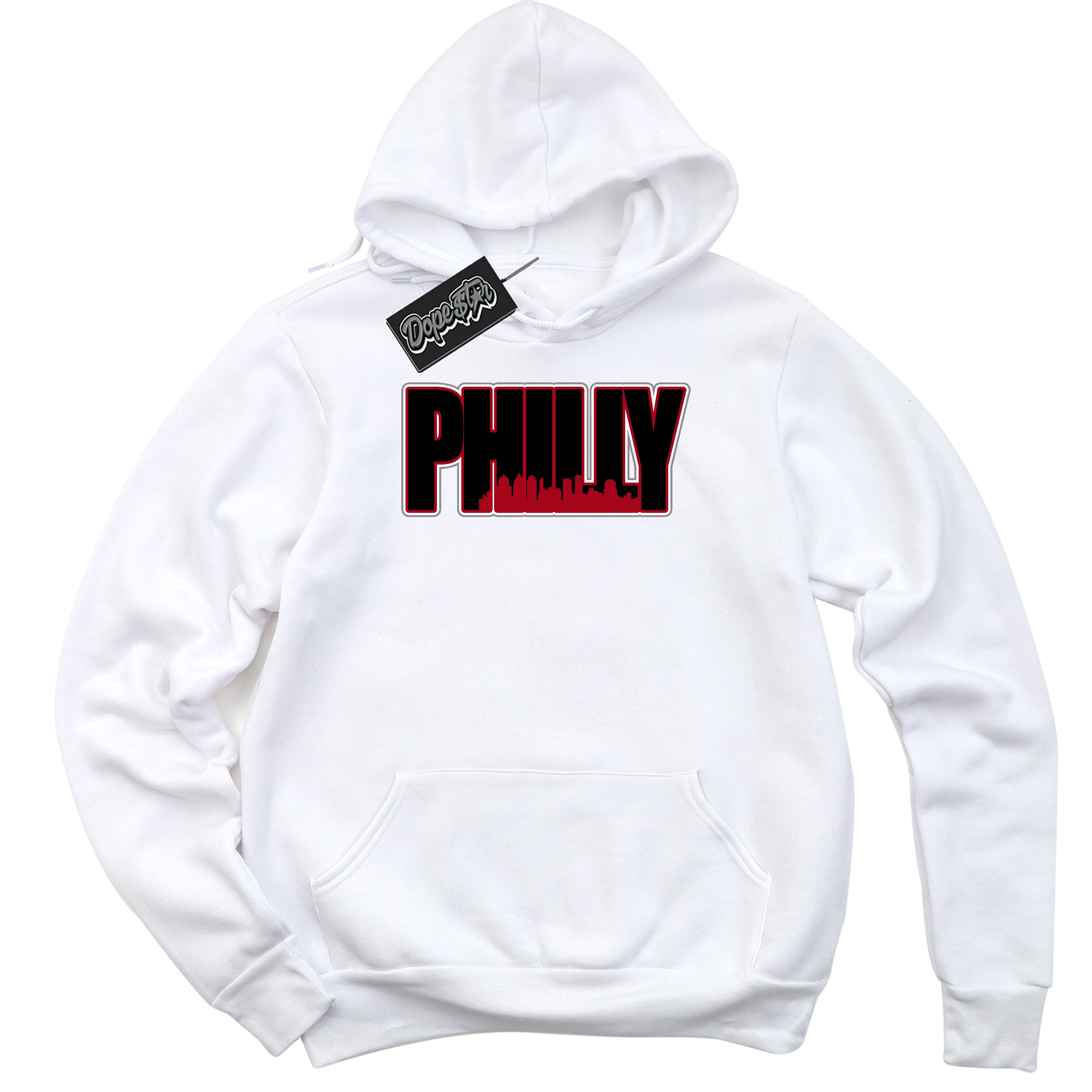 Cool White Hoodie with “ Philly ”  design that Perfectly Matches Bred Reimagined 4s Jordans.