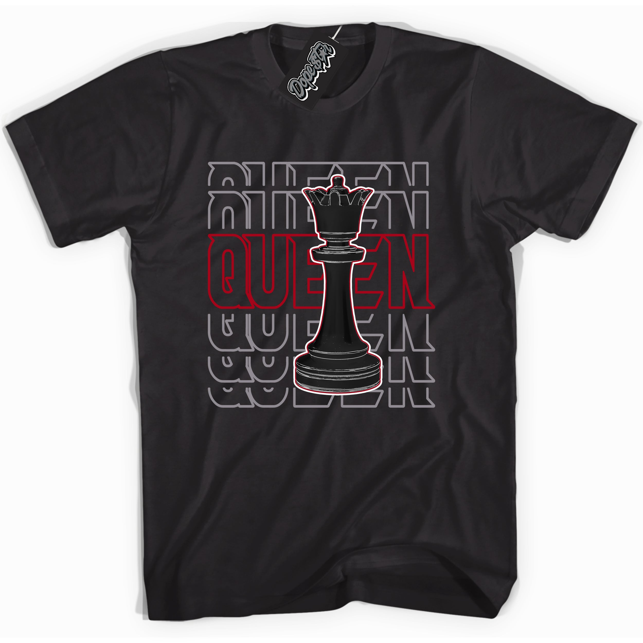 Cool Black Shirt with “ Queen Chess” design that perfectly matches Bred Reimagined 4s Jordans.