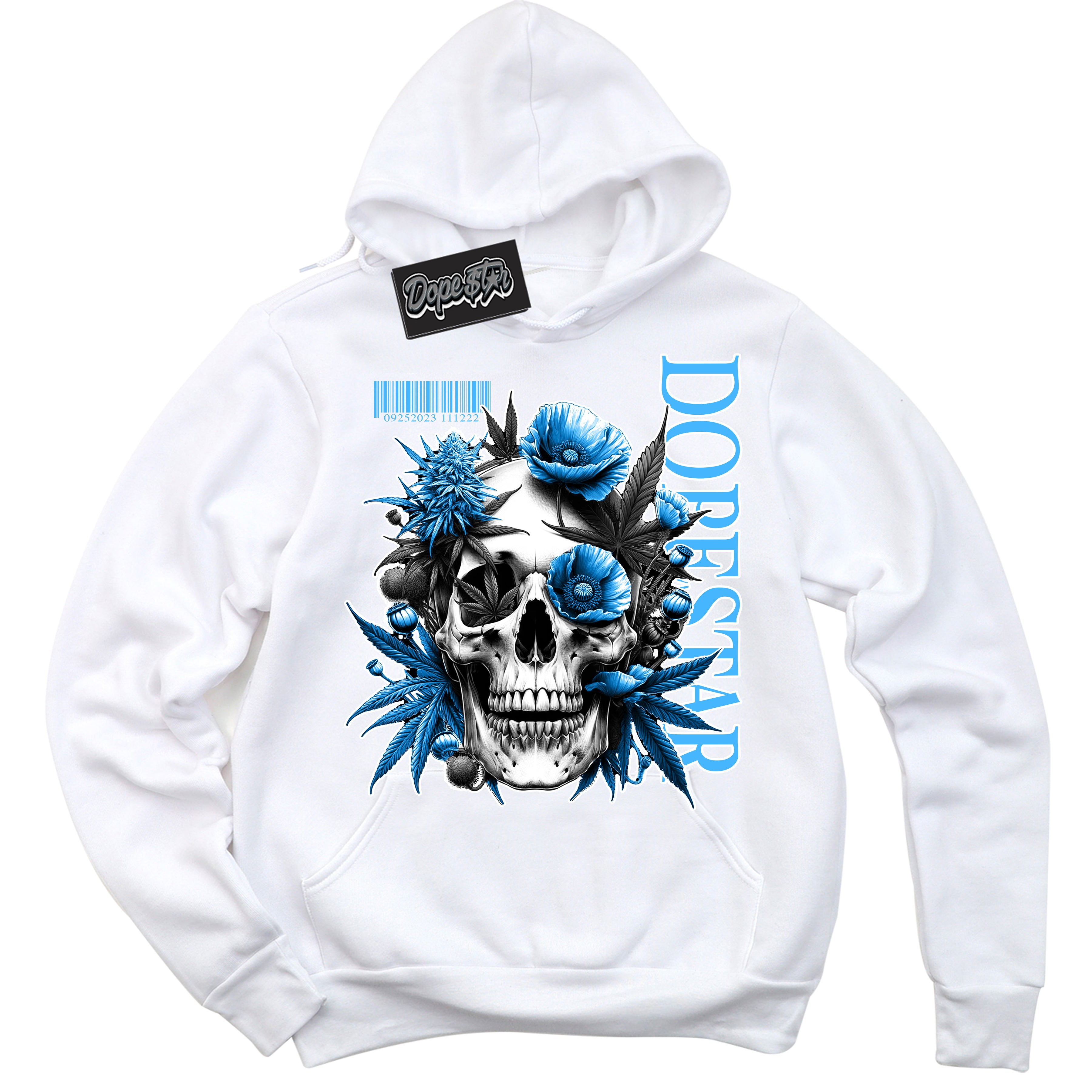 Cool White Hoodie with “ Skull Poppies ”  design that Perfectly Matches UNC Toe 1s 1s Sneakers.