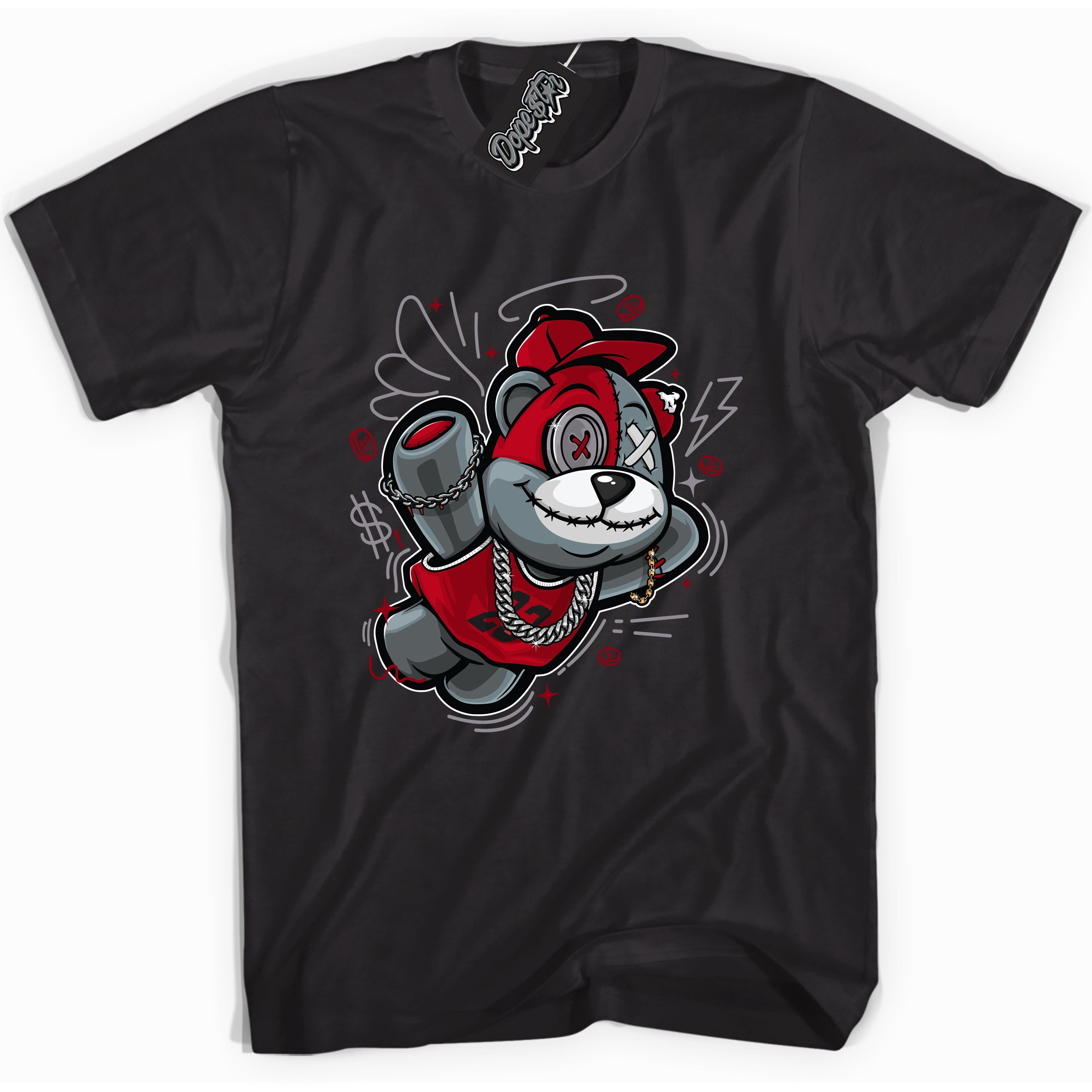 Cool Black Shirt with “ Slam Dunk Bear” design that perfectly matches Bred Reimagined 4s Jordans.