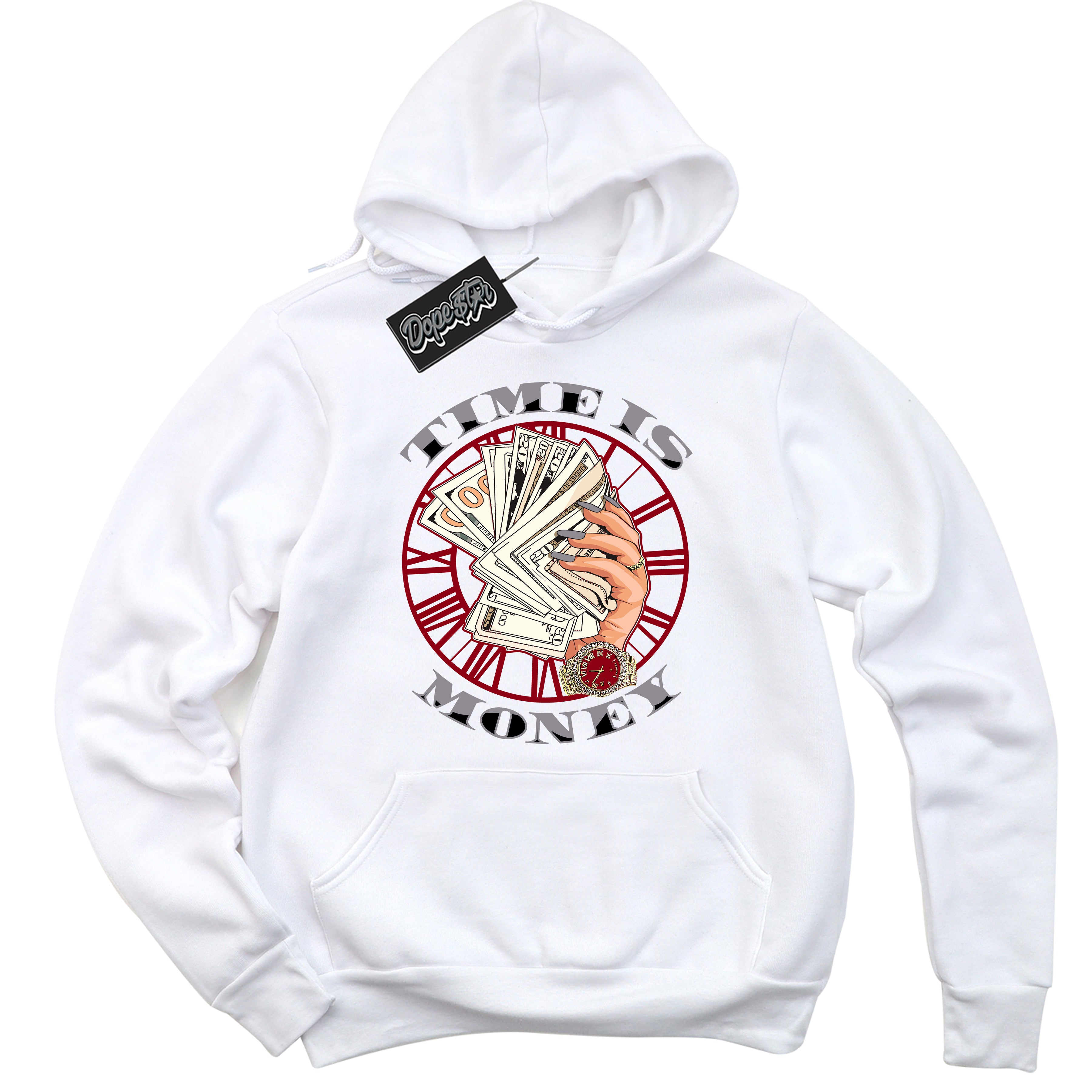 Cool White Hoodie with “ Time Is Money ”  design that Perfectly Matches Bred Reimagined 4s Jordans.