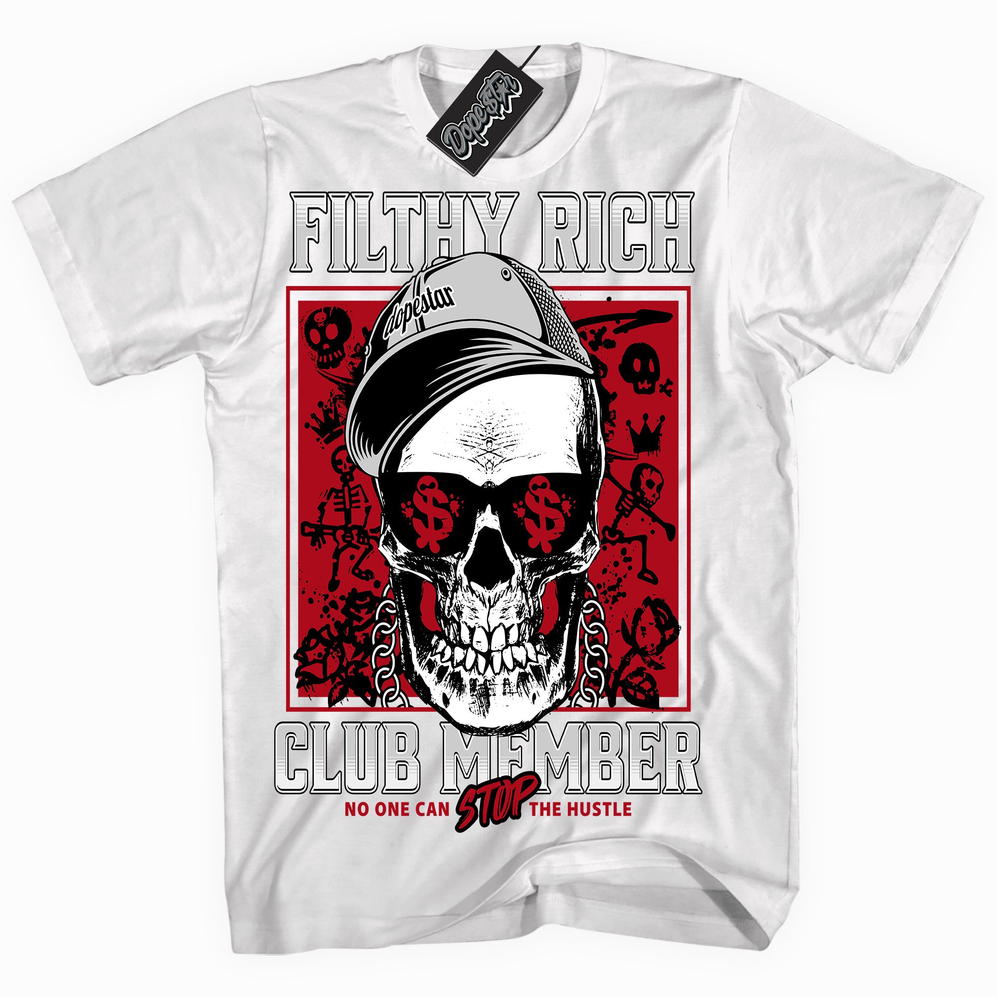 Cool White Shirt With Filthy Rich design That Perfectly Matches REIMAGINED 4s Sneakers.