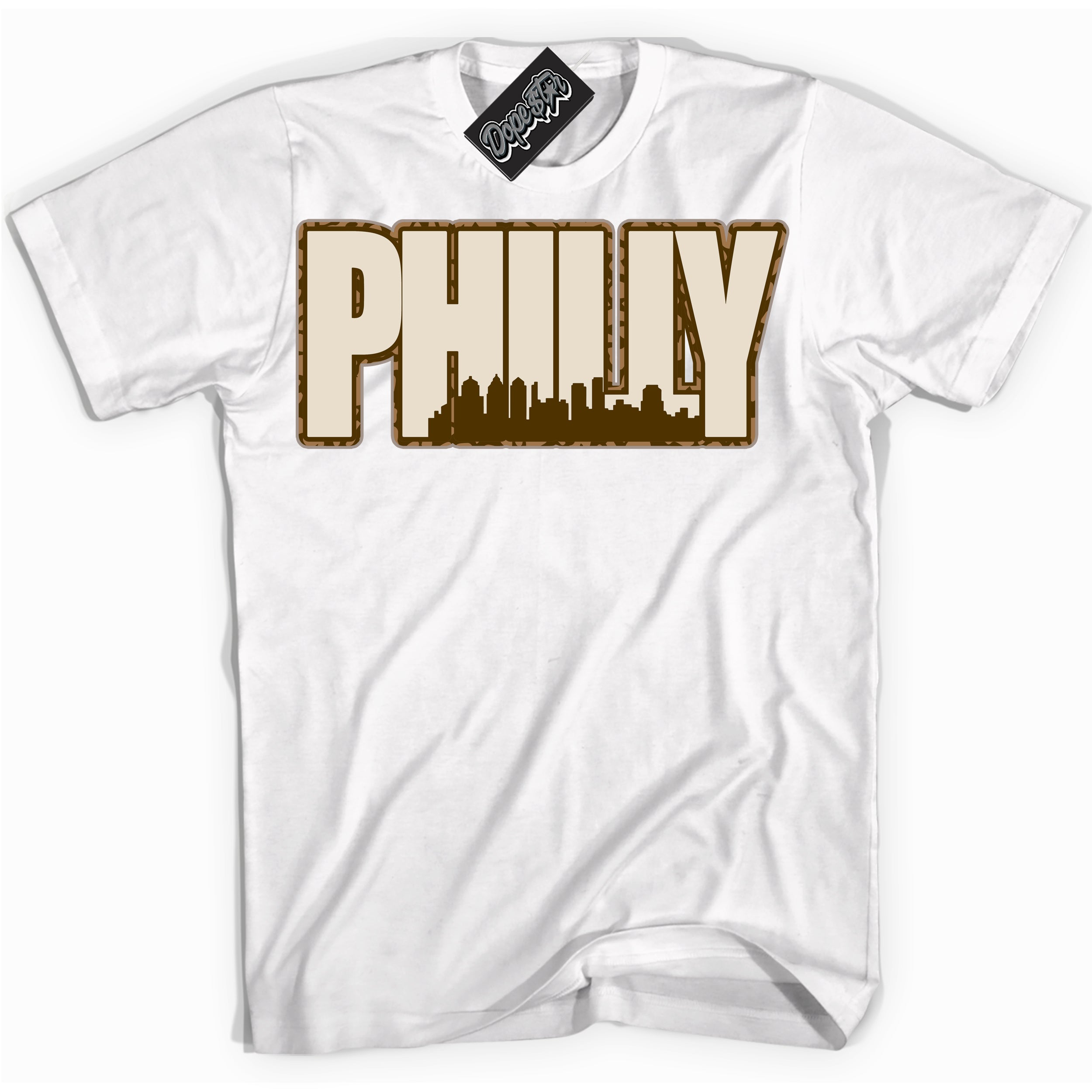 Cool White graphic tee with “ Philly ” design, that perfectly matches Palomino 3s sneakers 