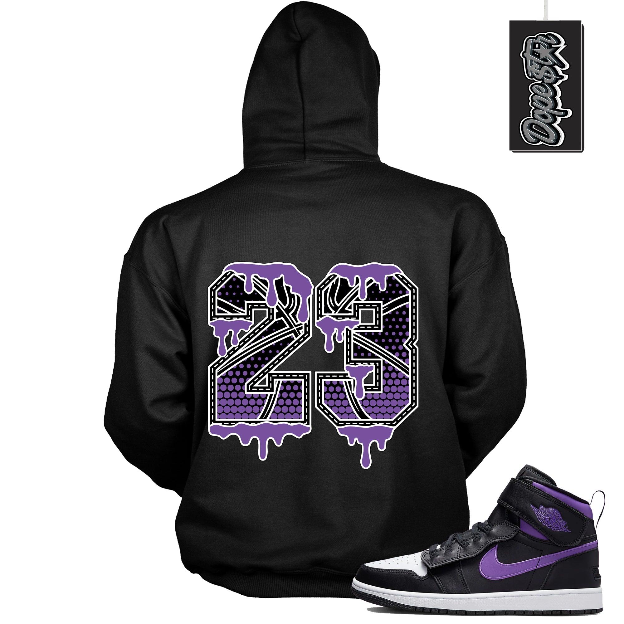 Number 23 Ball Hoodie AJ 1 High FlyEase Black Bright Violet photo