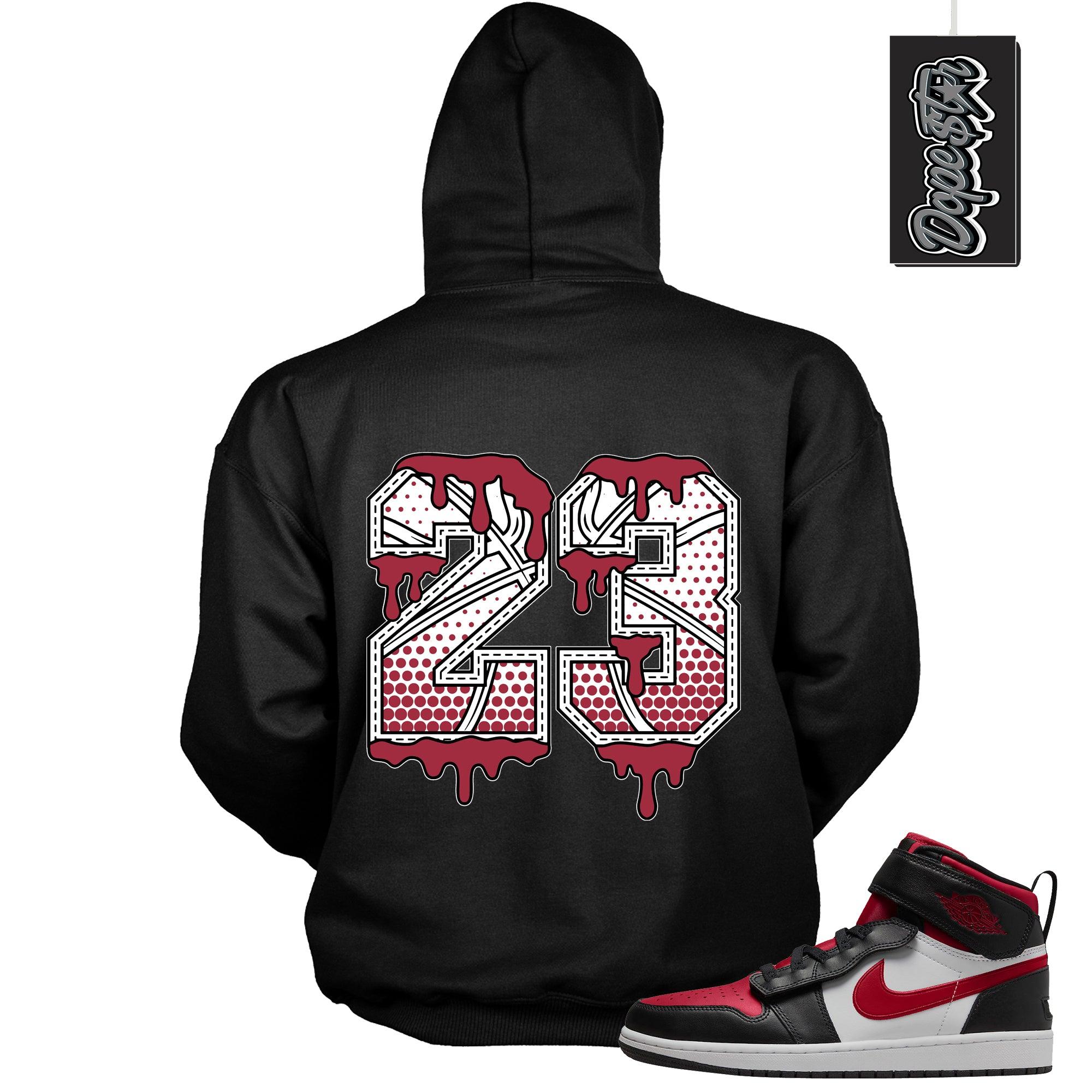 Number 23 Ball Hoodie Air Jordan 1 High FlyEase Black White Fire Red photo