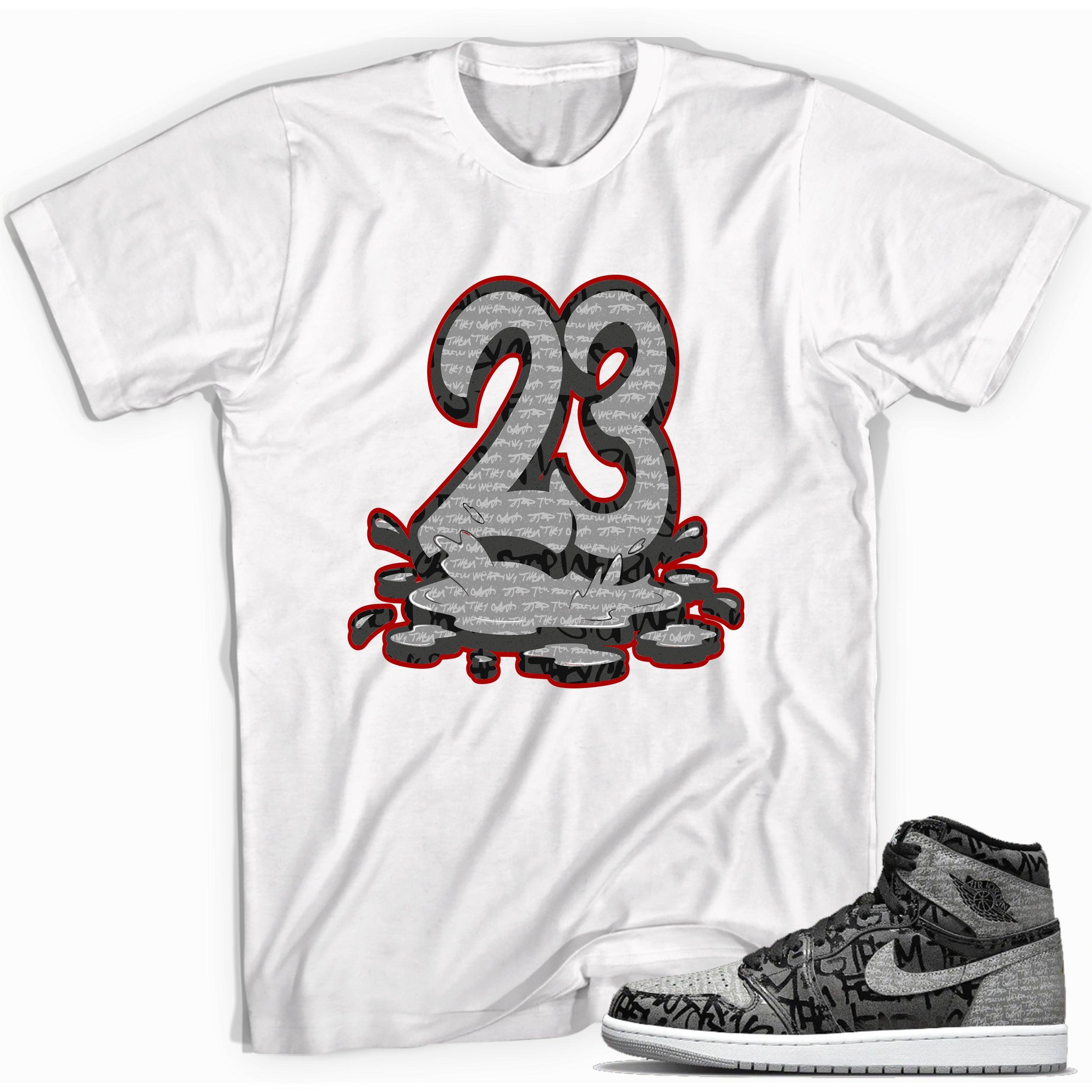 Cool White Number 23 Melting Shirt Jordan 1s High OG Rebellionaire photo