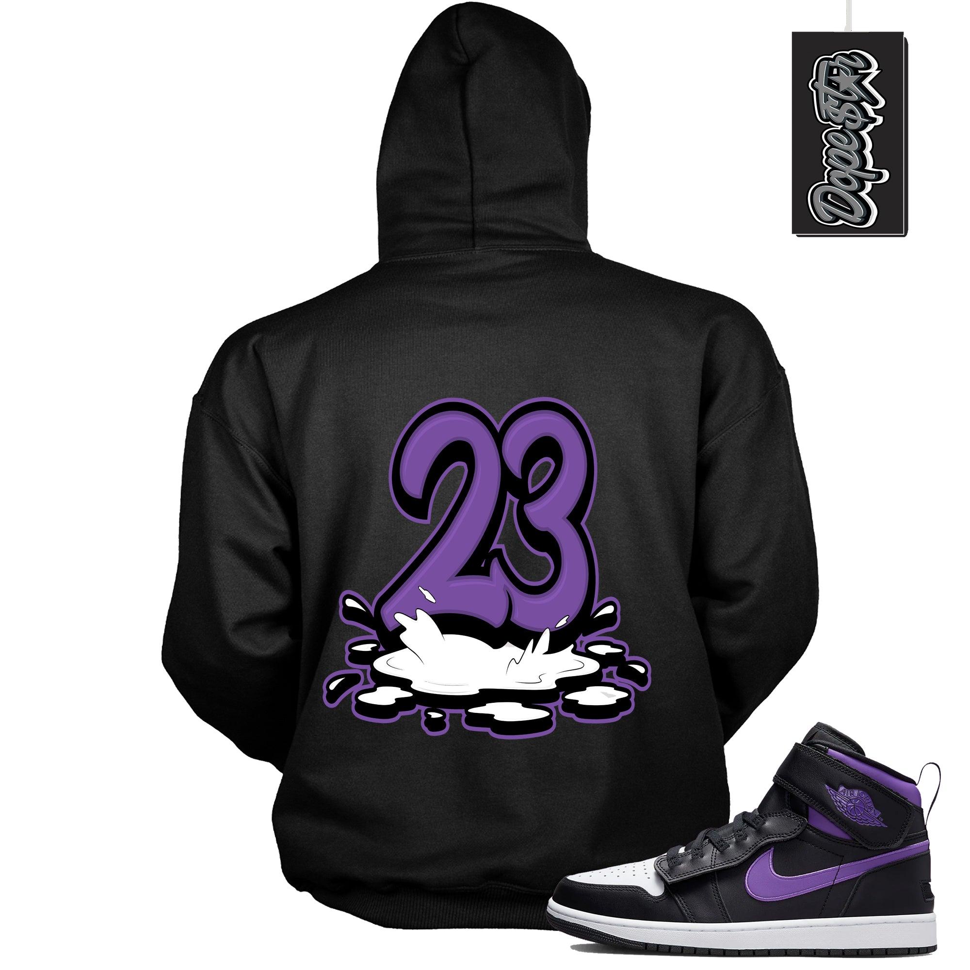 Number 23 Melting Hoodie AJ 1 High FlyEase Black Bright Violet photo