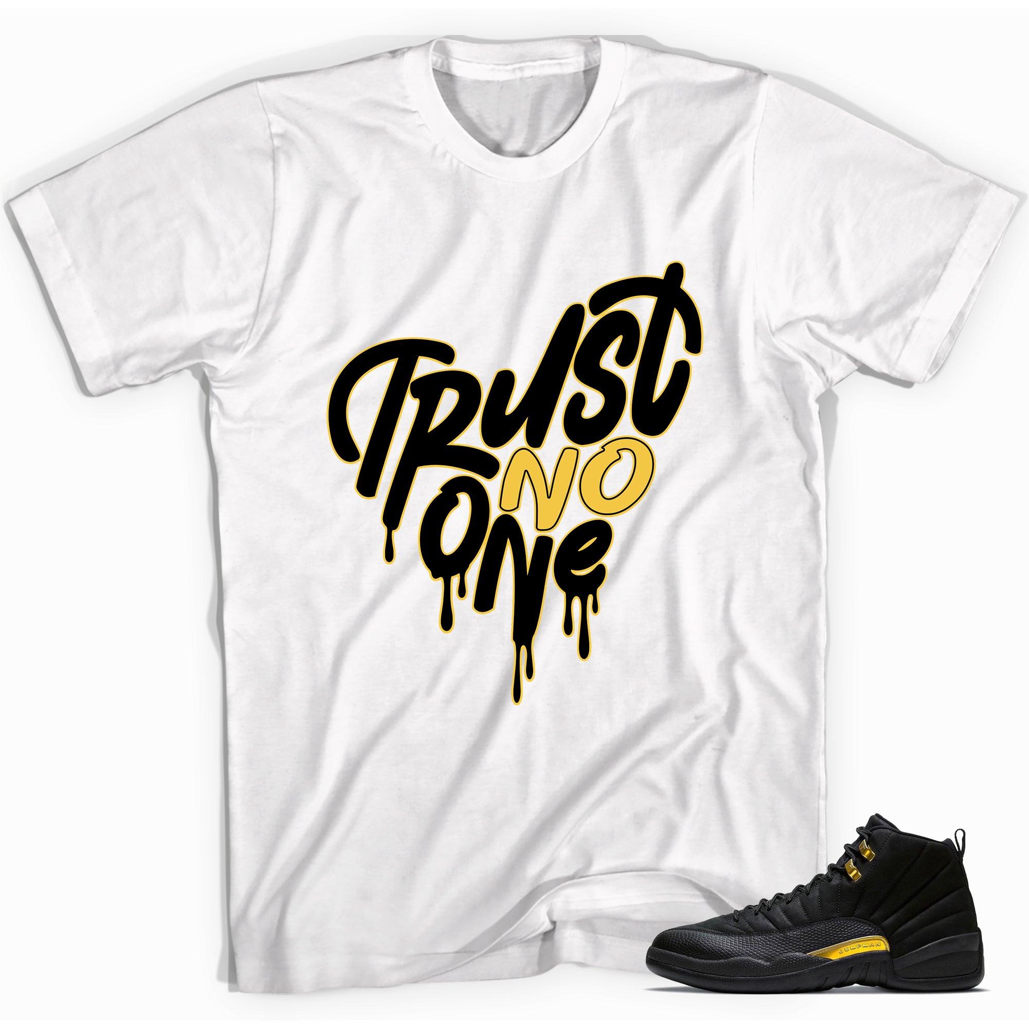 White Trust No One Heart Shirt Jordan 12s Black Taxi photo