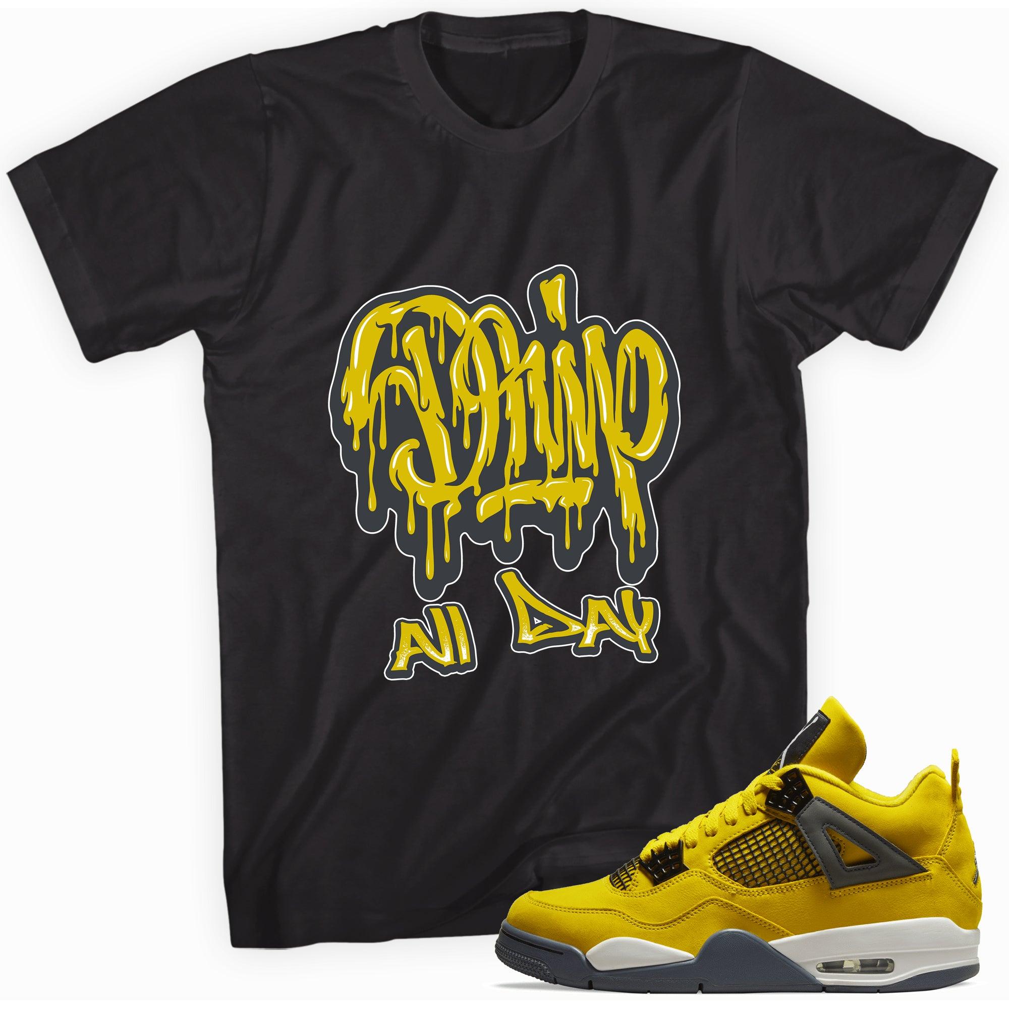 Black Drip All Day Shirt Jordan 4s Retro Lightning photo